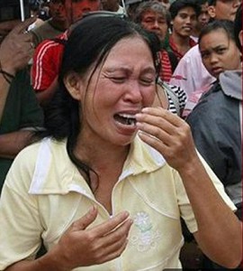 Philippine woman crying