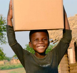 boy caring a box