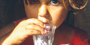 little girl drinking milk