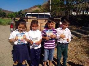 little kids with bags of food