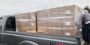 boxes being unloaded from a truck