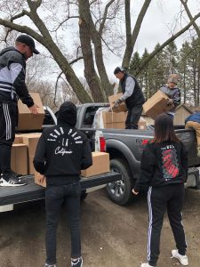 boxes being unloaded from a truck