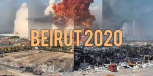 graphic of the damage from a catastrophe with the words Beirut 2020